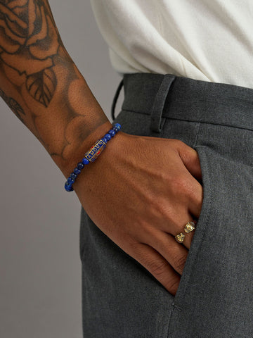 Nialaya Men's Beaded Bracelet Amour Blue Lapis Lazuli Bracelet Amour Blue Lapis Lazuli Bracelet